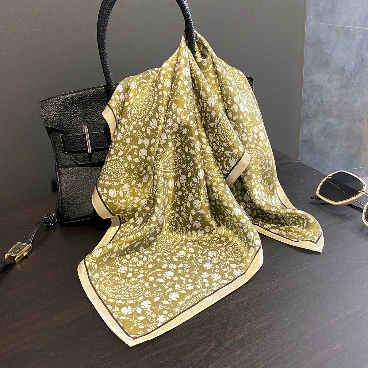 Verdant Whisper | The Floral Paisley Silk Square