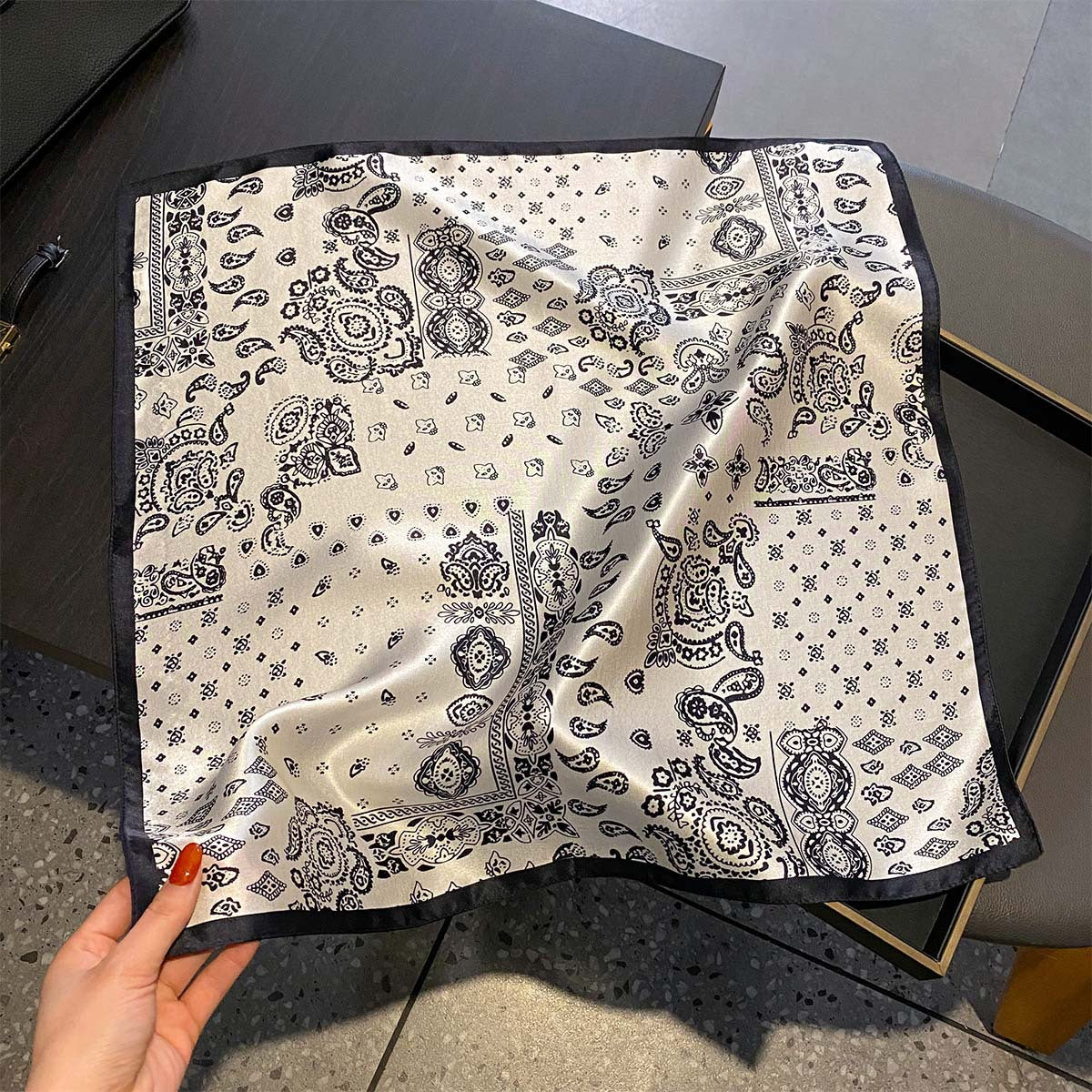 Ink-Trace Elegance | The Paisley Silk Square