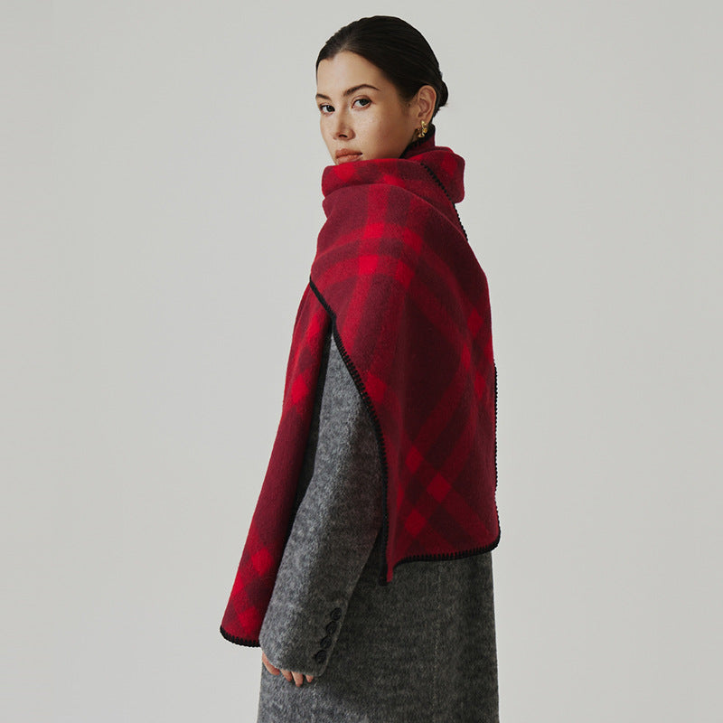 Cozyura™ Wool Blend Checked Scarf – Diagonal Plaid Design for Effortless Style