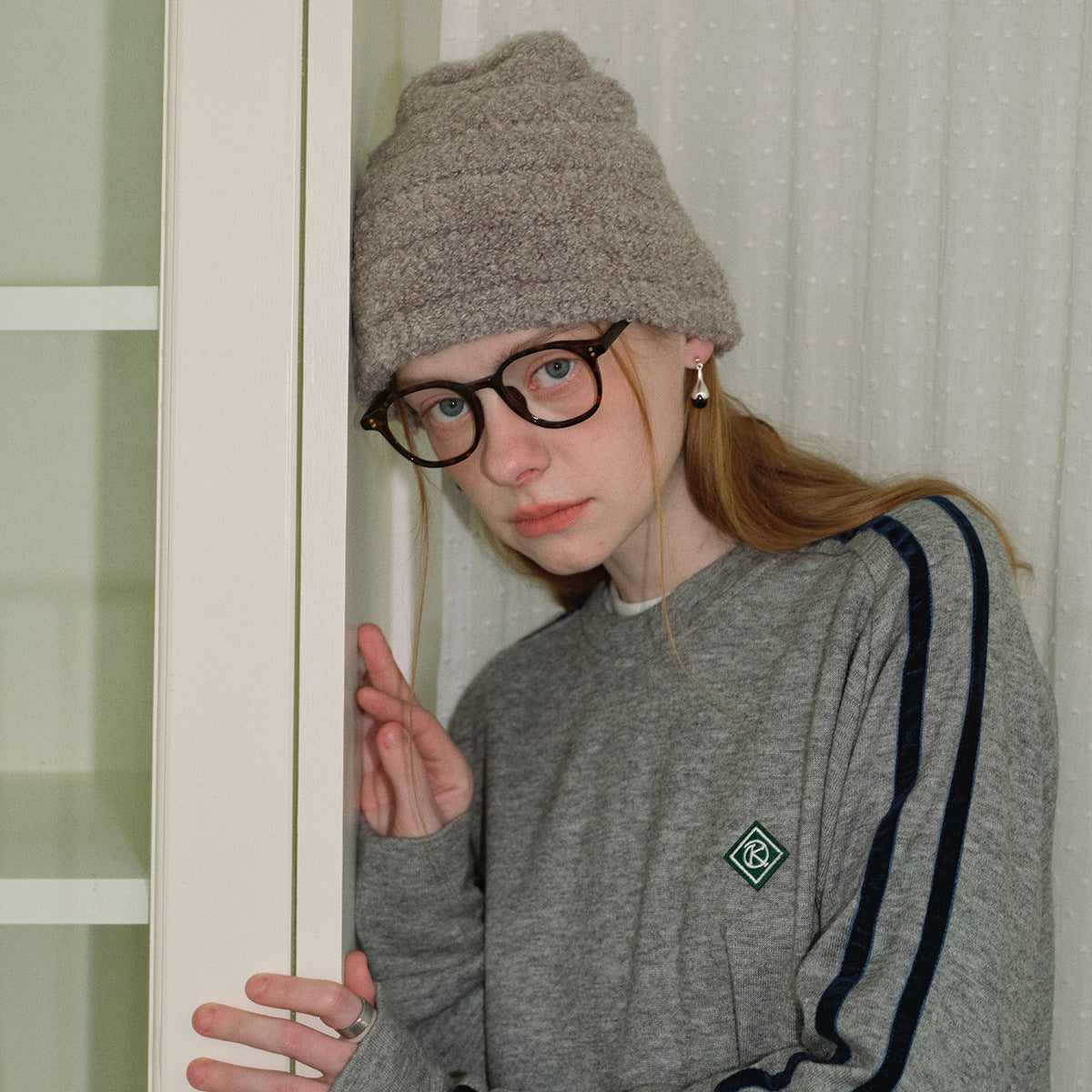 Cozyura™ Wool Blend Knit Cap – Textured Stripe Design in Solid Color