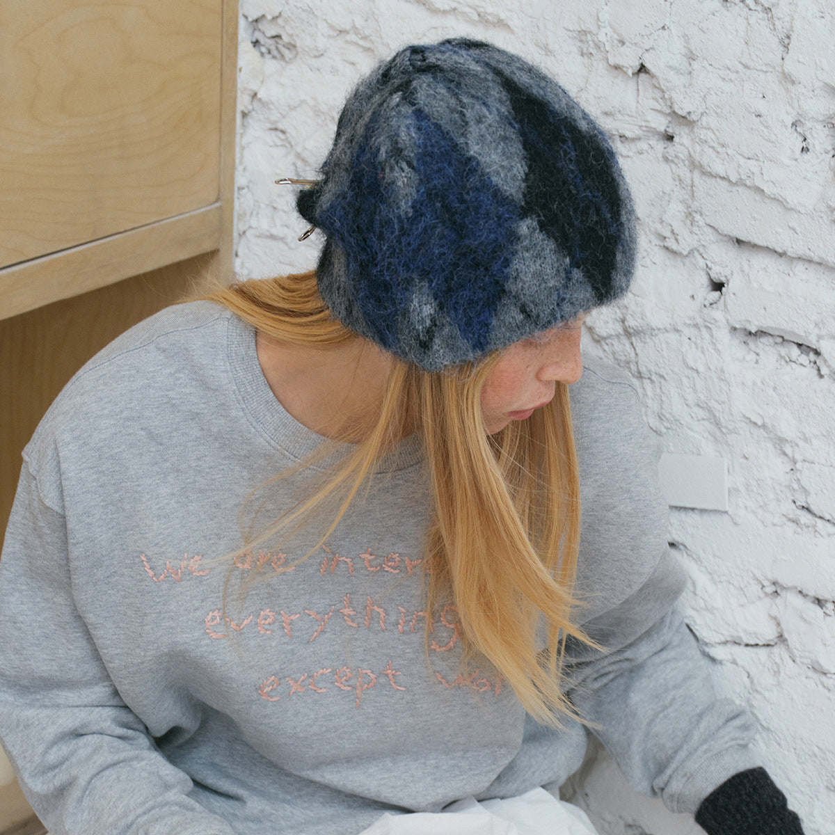 Cozyura™ Wool Blend Hat – Elegant Diamond Knit Pattern for Winter