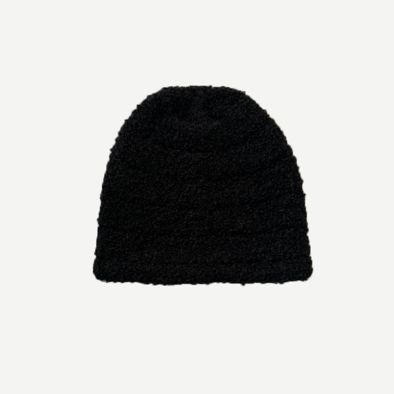 Cozyura™ Wool Blend Knit Cap – Textured Stripe Design in Solid Color