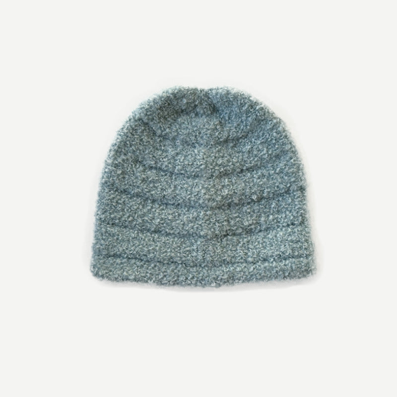 Cozyura™ Wool Blend Knit Cap – Textured Stripe Design in Solid Color