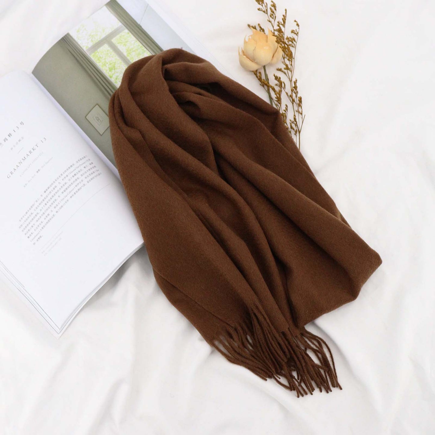 Cozyura™ Women’s Pure Wool Knit Scarf – Handcrafted Warmth with Elegant Texture