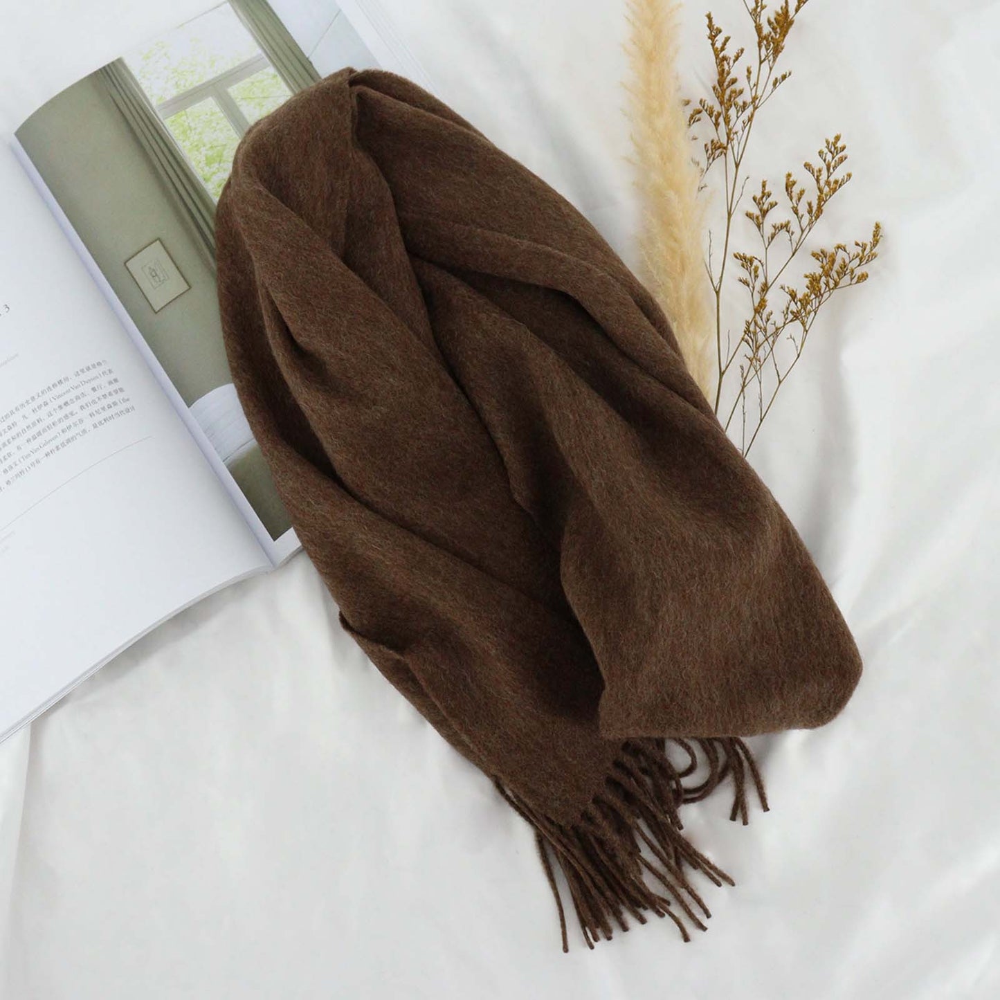 Cozyura™ Women’s Pure Wool Knit Scarf – Handcrafted Warmth with Elegant Texture
