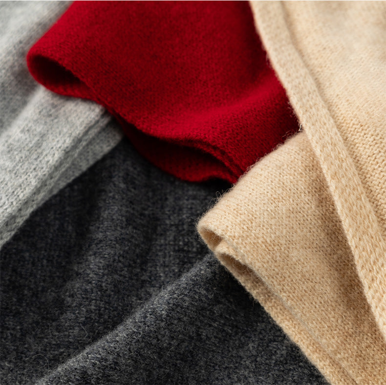 Cozyura™ Wool Blend Triangle Shawl – Thick Knit Warmth with Timeless Elegance