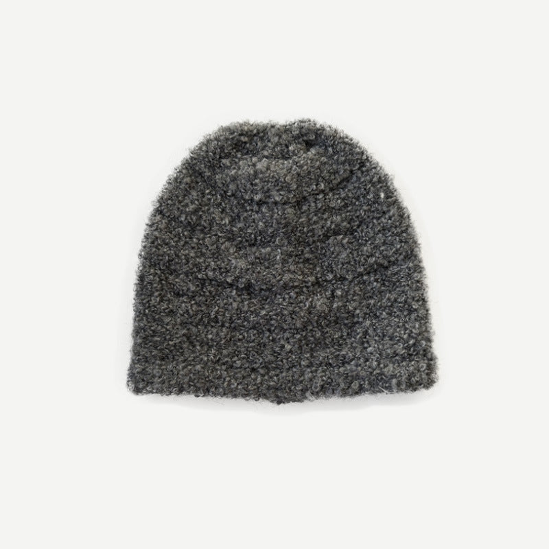 Cozyura™ Wool Blend Knit Cap – Textured Stripe Design in Solid Color