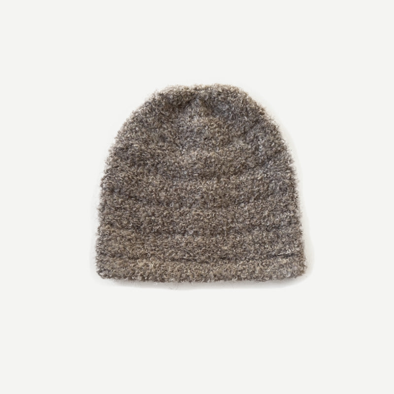 Cozyura™ Wool Blend Knit Cap – Textured Stripe Design in Solid Color