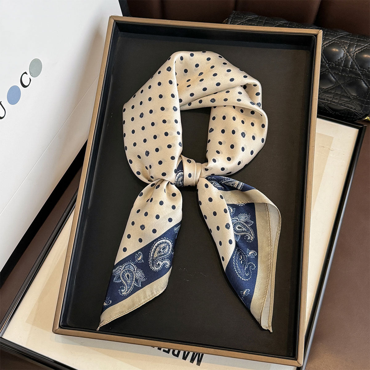 Heritage Polka Dot & Paisley Silk Scarf