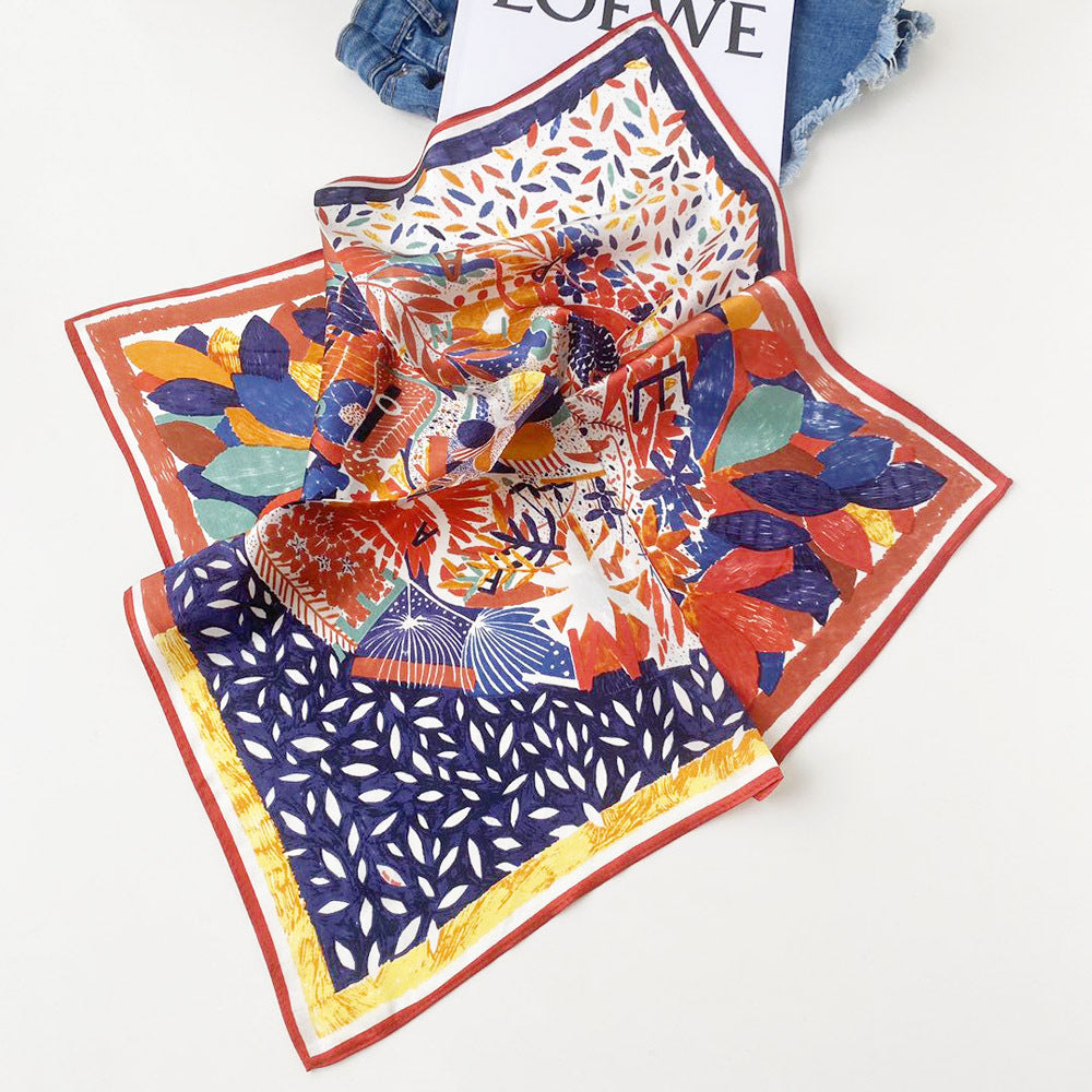 Enchanted Flora | Hand-Painted Abstract Silk Square