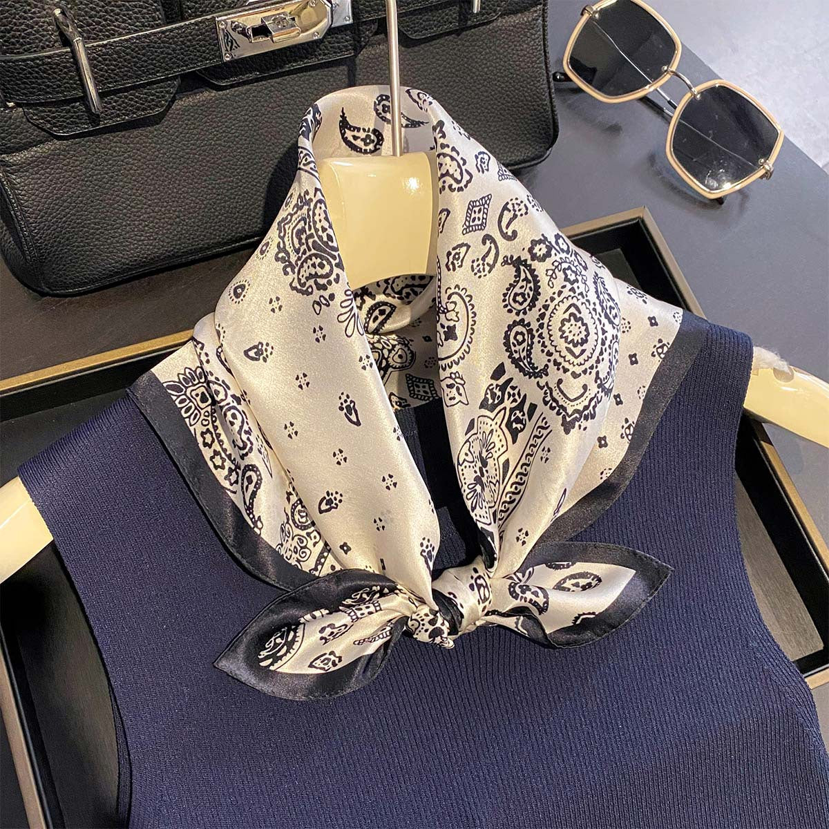 Ink-Trace Elegance | The Paisley Silk Square