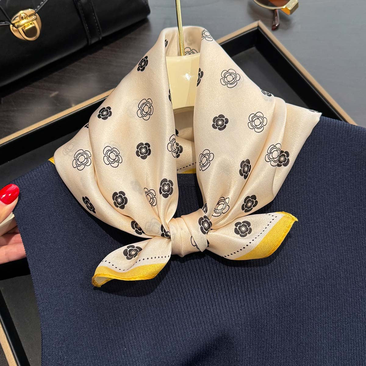 Camellia Garden Mulberry Silk Scarf