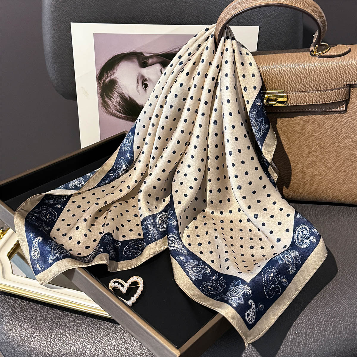 Heritage Polka Dot & Paisley Silk Scarf