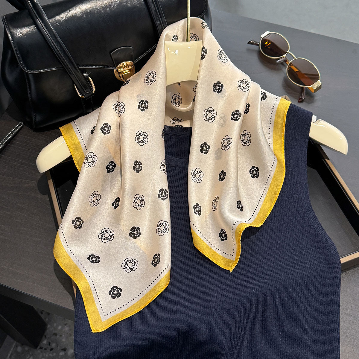 Camellia Garden Mulberry Silk Scarf