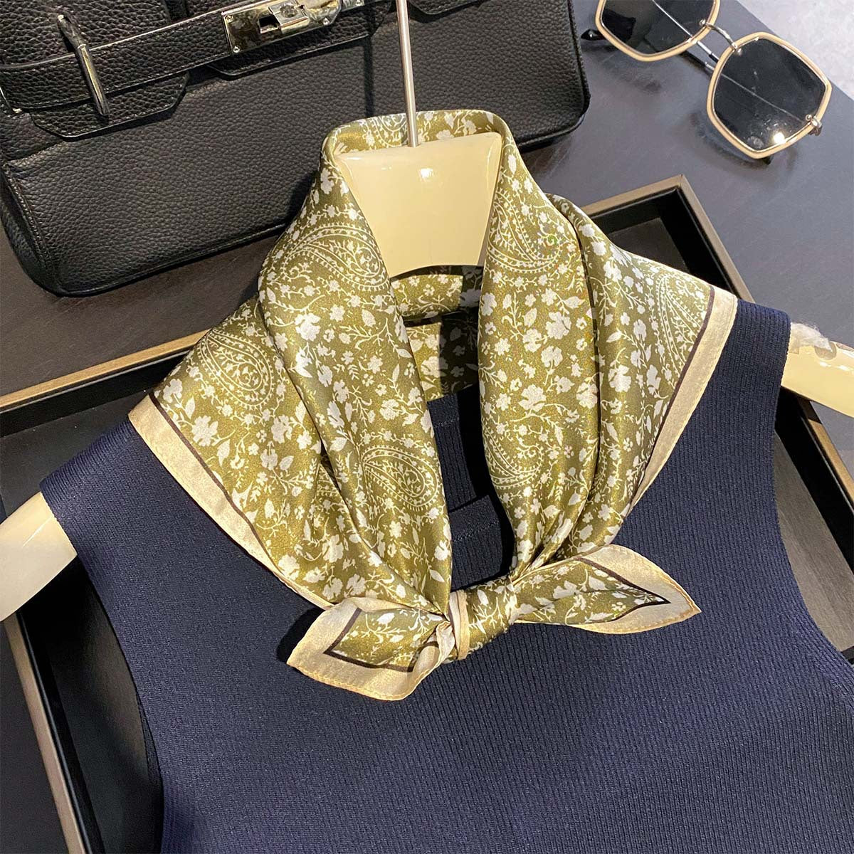 Verdant Whisper | The Floral Paisley Silk Square