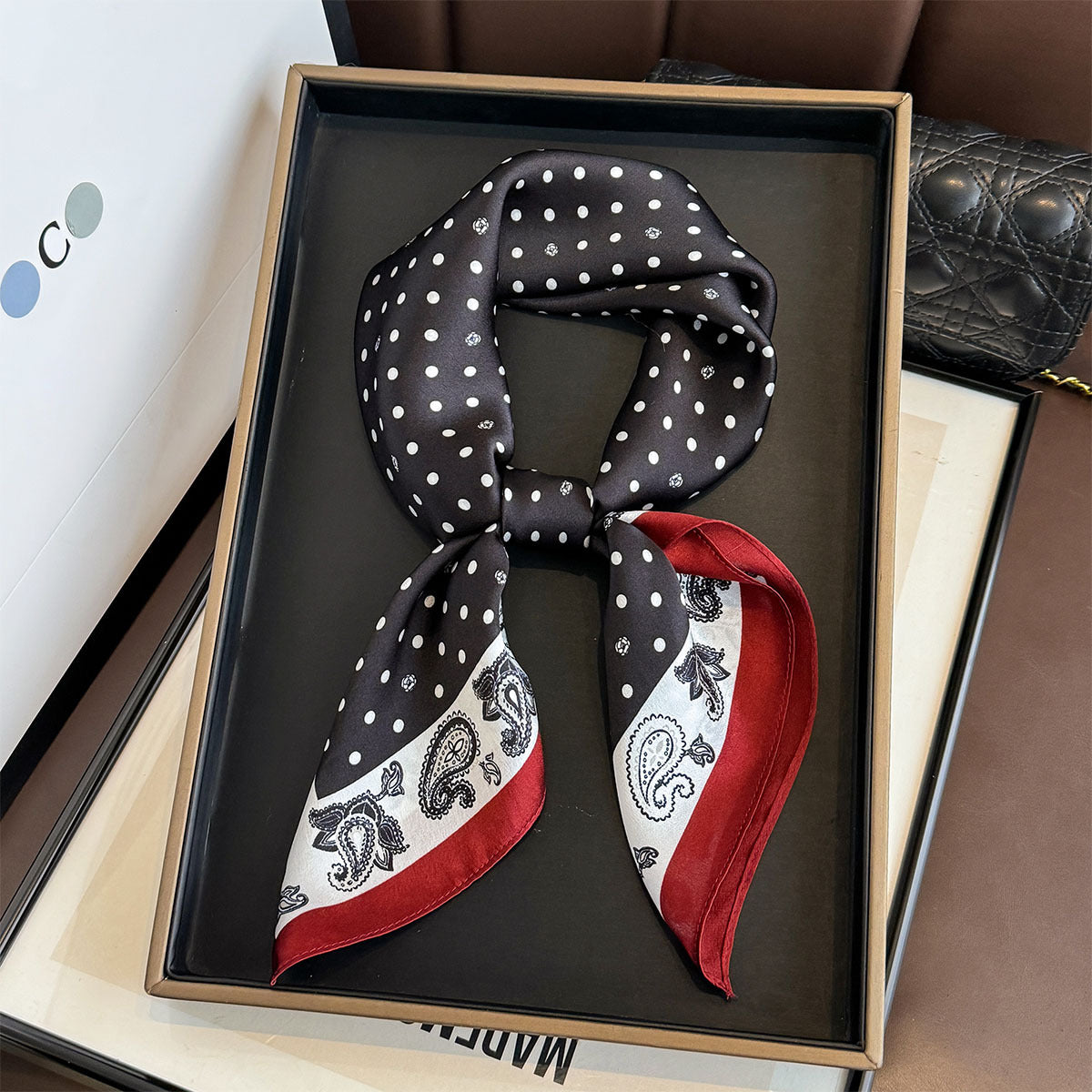 Heritage Polka Dot & Paisley Silk Scarf