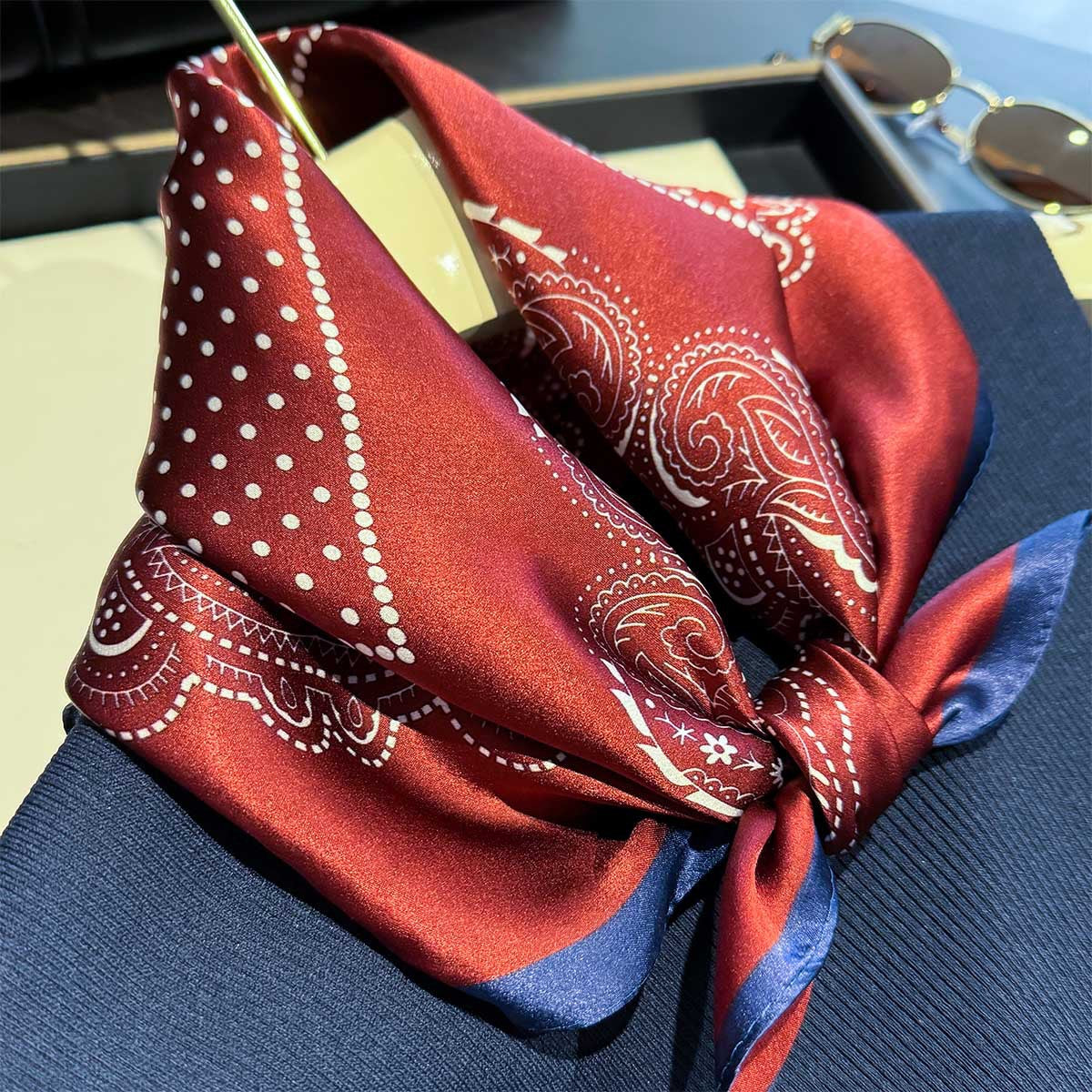 Vintage Paisley Silk Square Scarf