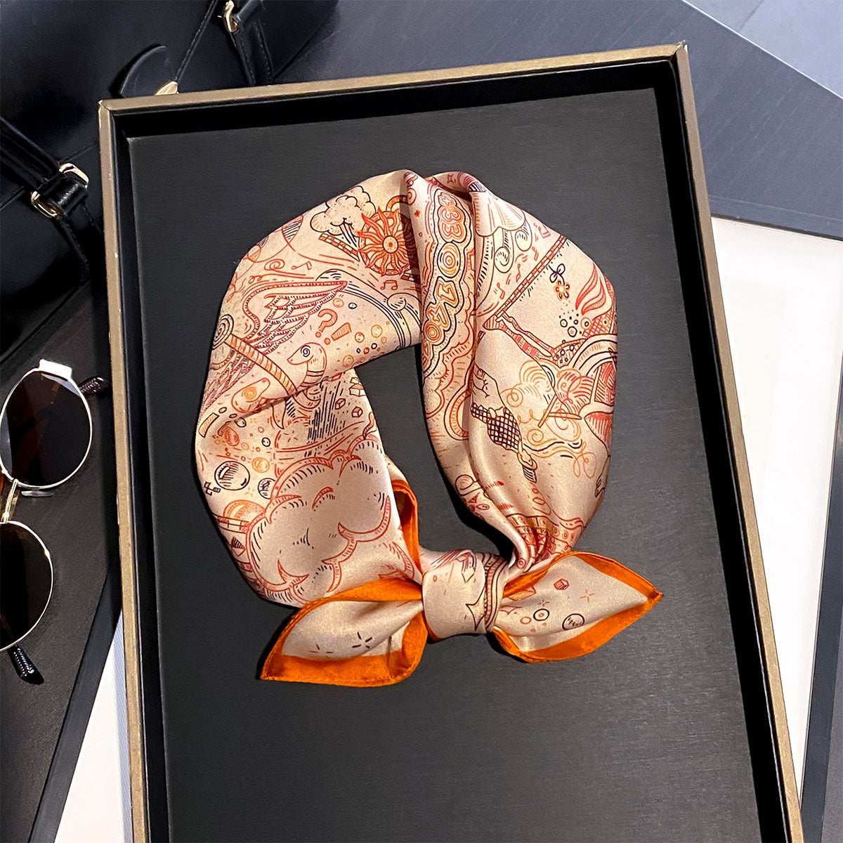 Golden Horizon Silk Scarf