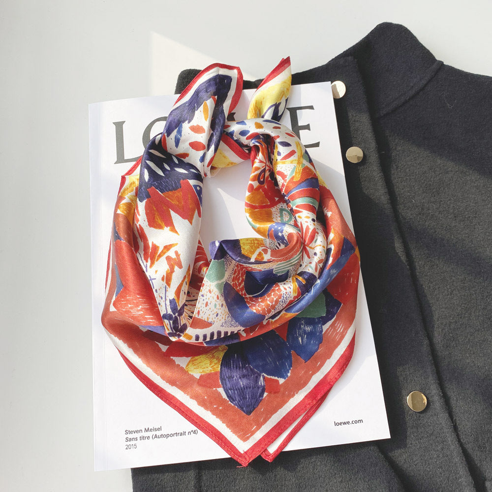 Enchanted Flora | Hand-Painted Abstract Silk Square