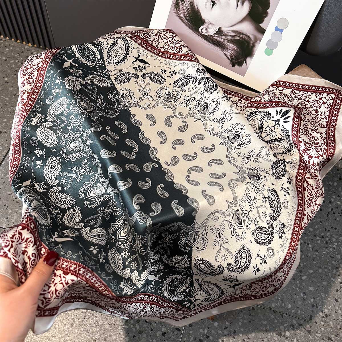 Emerald Heritage Mosaic Silk Scarf