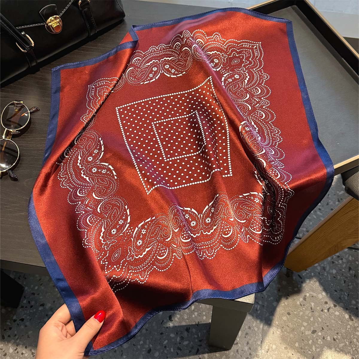 Vintage Paisley Silk Square Scarf