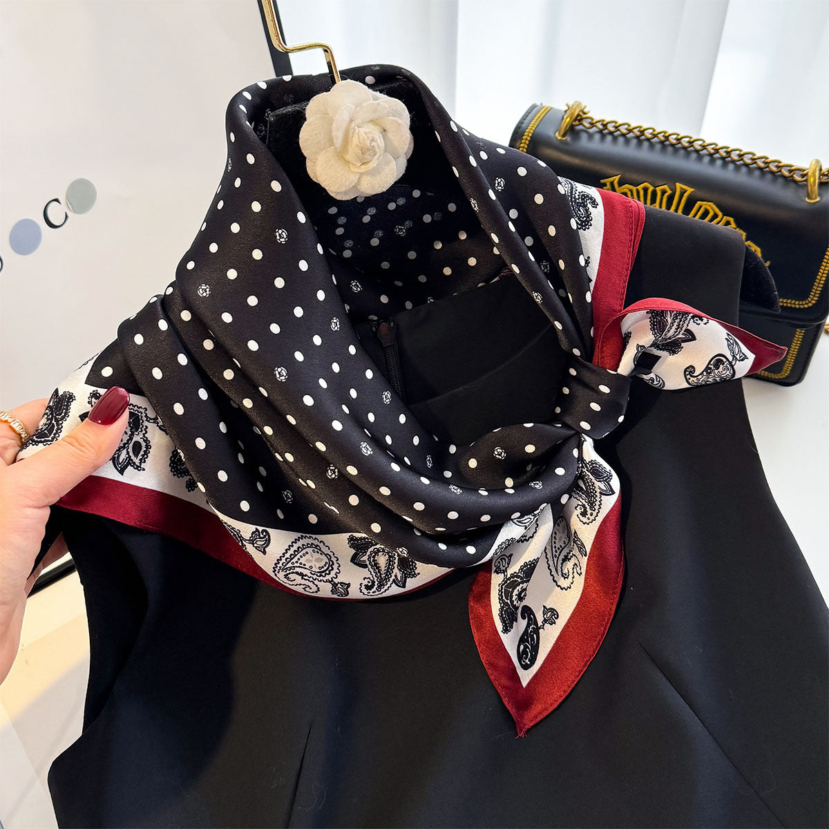 Heritage Polka Dot & Paisley Silk Scarf