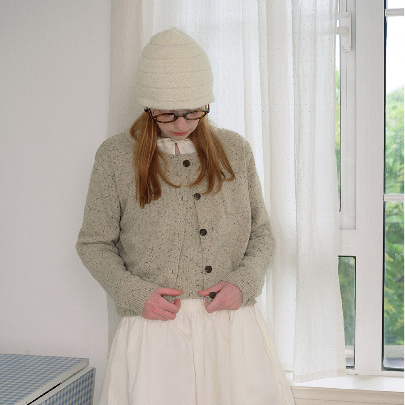 Cozyura™ Wool Blend Knit Cap – Textured Stripe Design in Solid Color