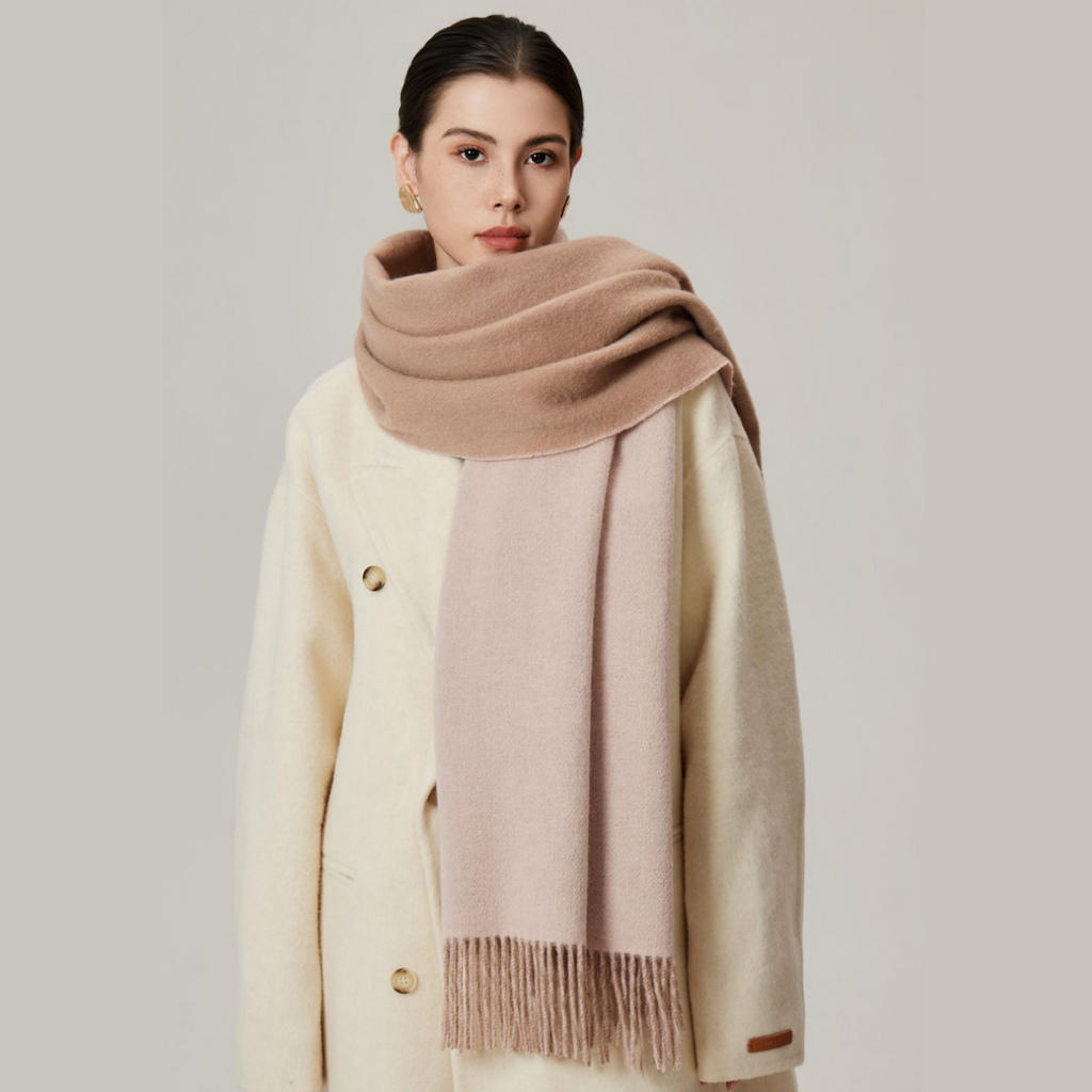 Cozyura™ Oversized Two-Tone Lambswool Scarf – Reversible Soft Wrap for Everyday Warmth