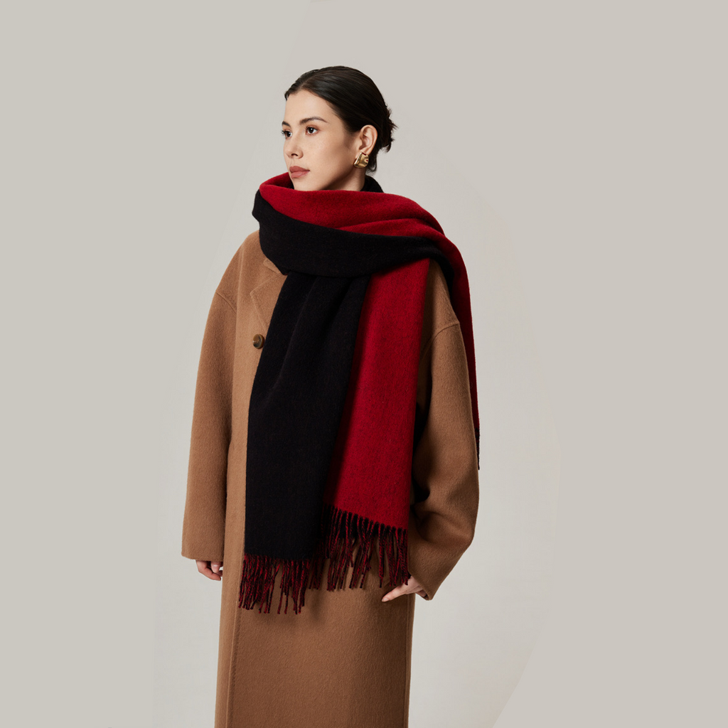 Cozyura™ Oversized Two-Tone Lambswool Scarf – Reversible Soft Wrap for Everyday Warmth