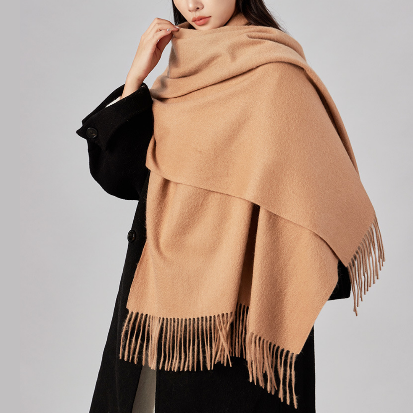 Cozyura™ Women’s 100% Wool Scarf – Warm, Lightweight & Elegantly Fringed (Large Size)