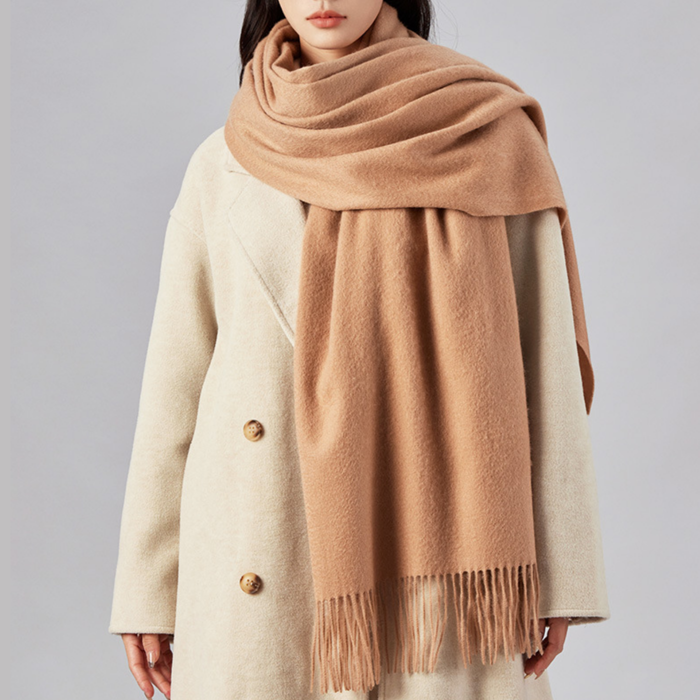 Cozyura™ Women’s 100% Wool Scarf – Warm, Lightweight & Elegantly Fringed (Large Size)