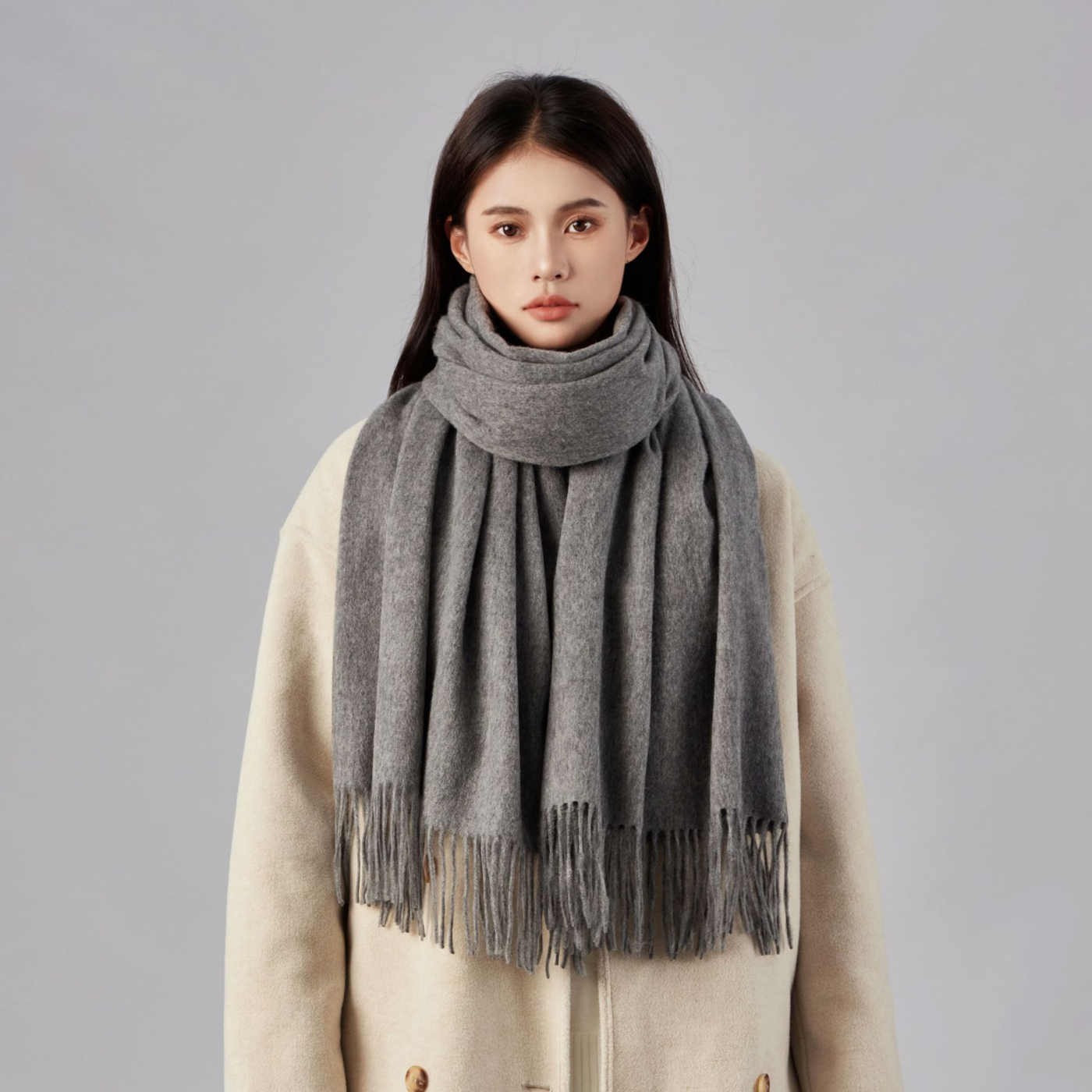 Cozyura™ Women’s 100% Wool Scarf – Warm, Lightweight & Elegantly Fringed (Large Size)