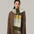 Cozyura™ Wool Plaid Scarf – Soft Textured Warmth for Autumn & Winter