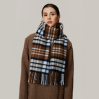 Cozyura™ Wool Plaid Scarf – Soft Textured Warmth for Autumn & Winter