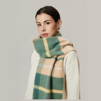 Cozyura™ Wool Plaid Scarf – Soft Textured Warmth for Autumn & Winter